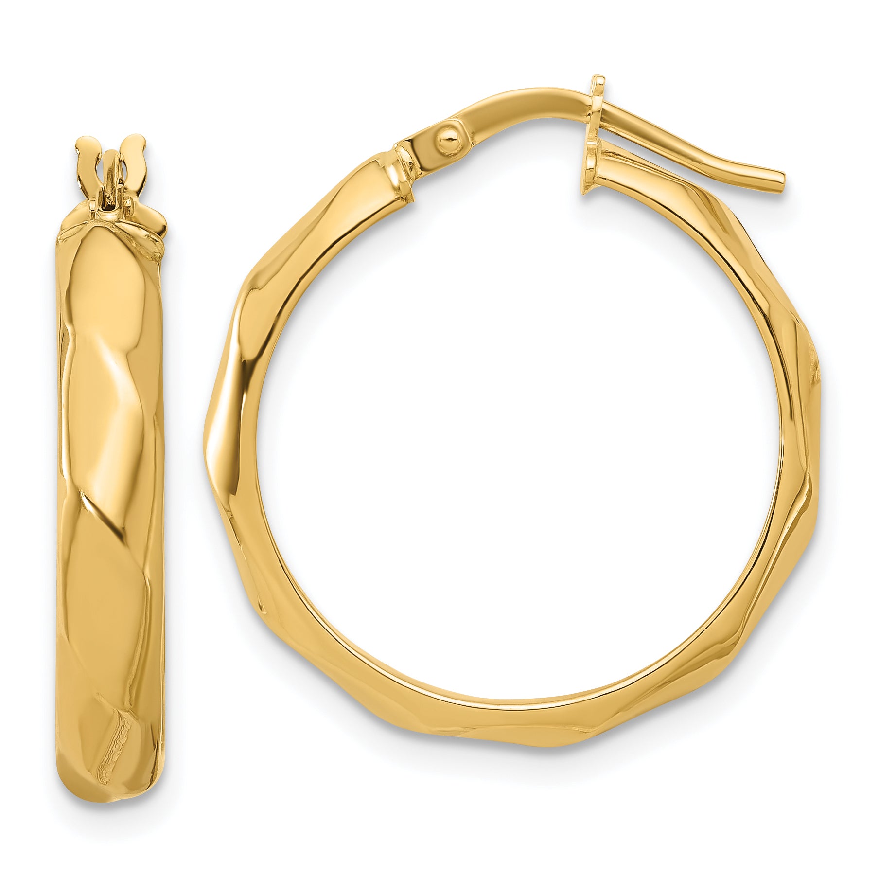 10K Polished Twisted Round Hoop Earrings Main image