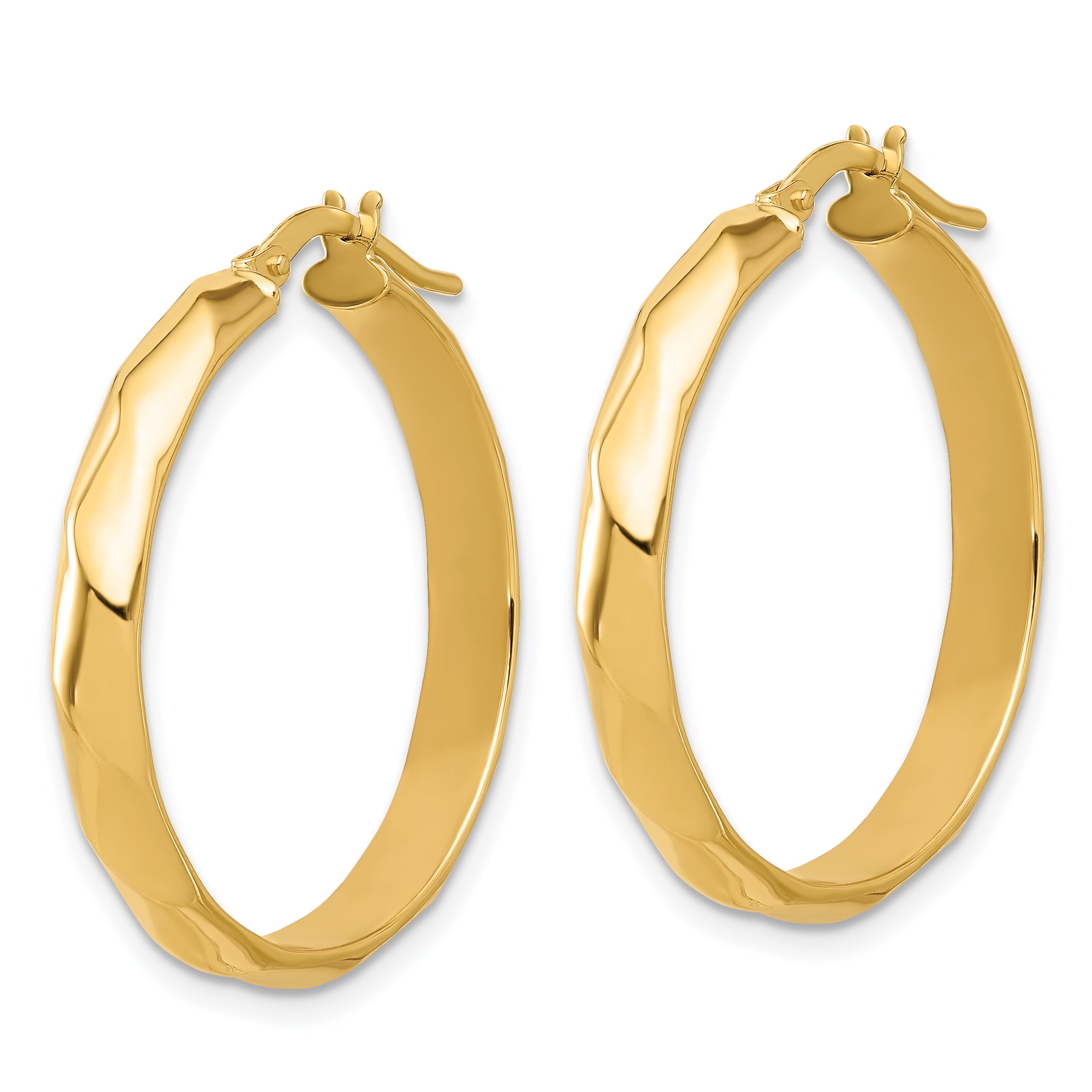 10K Polished Twisted Round Hoop Earrings Secondary image
