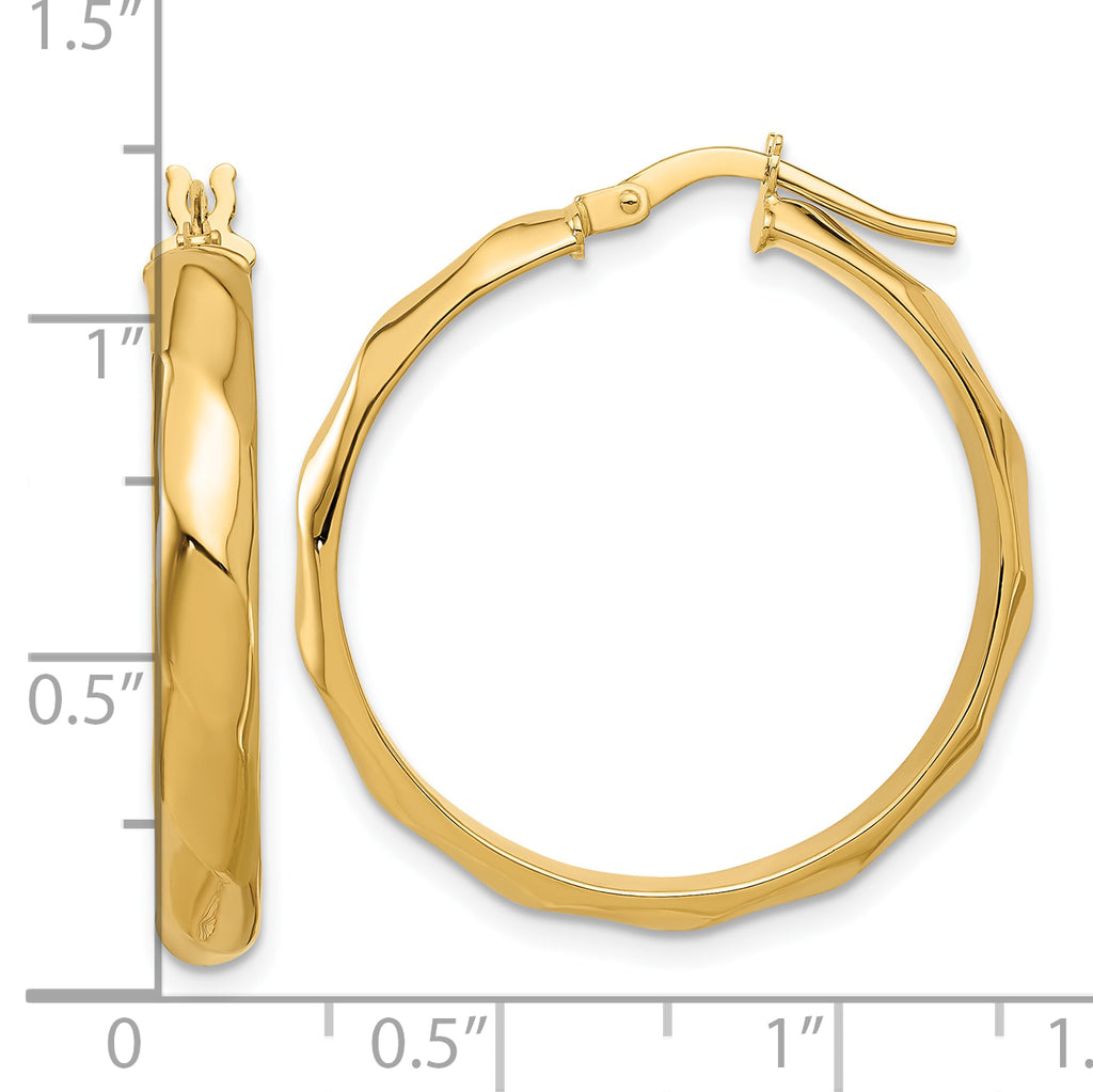 10K Polished Twisted Round Hoop Earrings