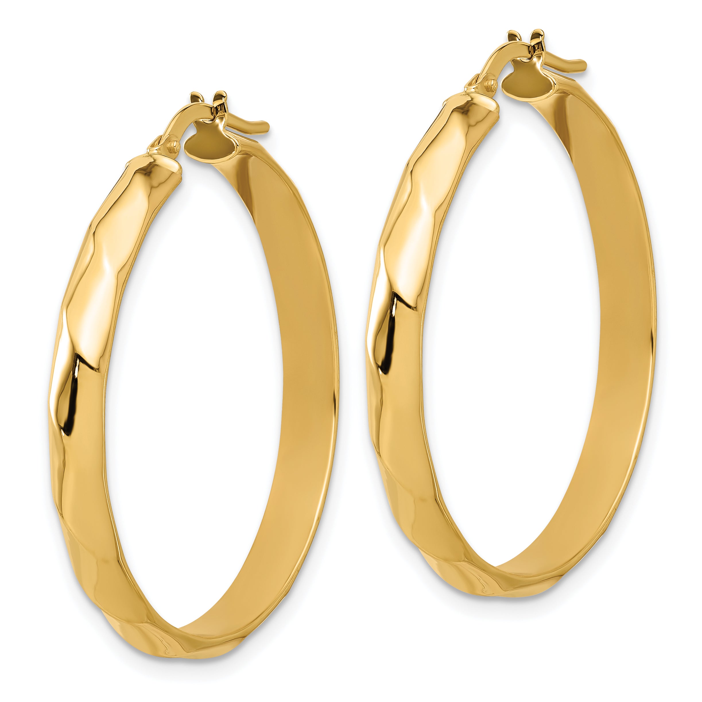 10K Polished Twisted Round Hoop Earrings Secondary image