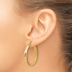 10K Polished Twisted Round Hoop Earrings