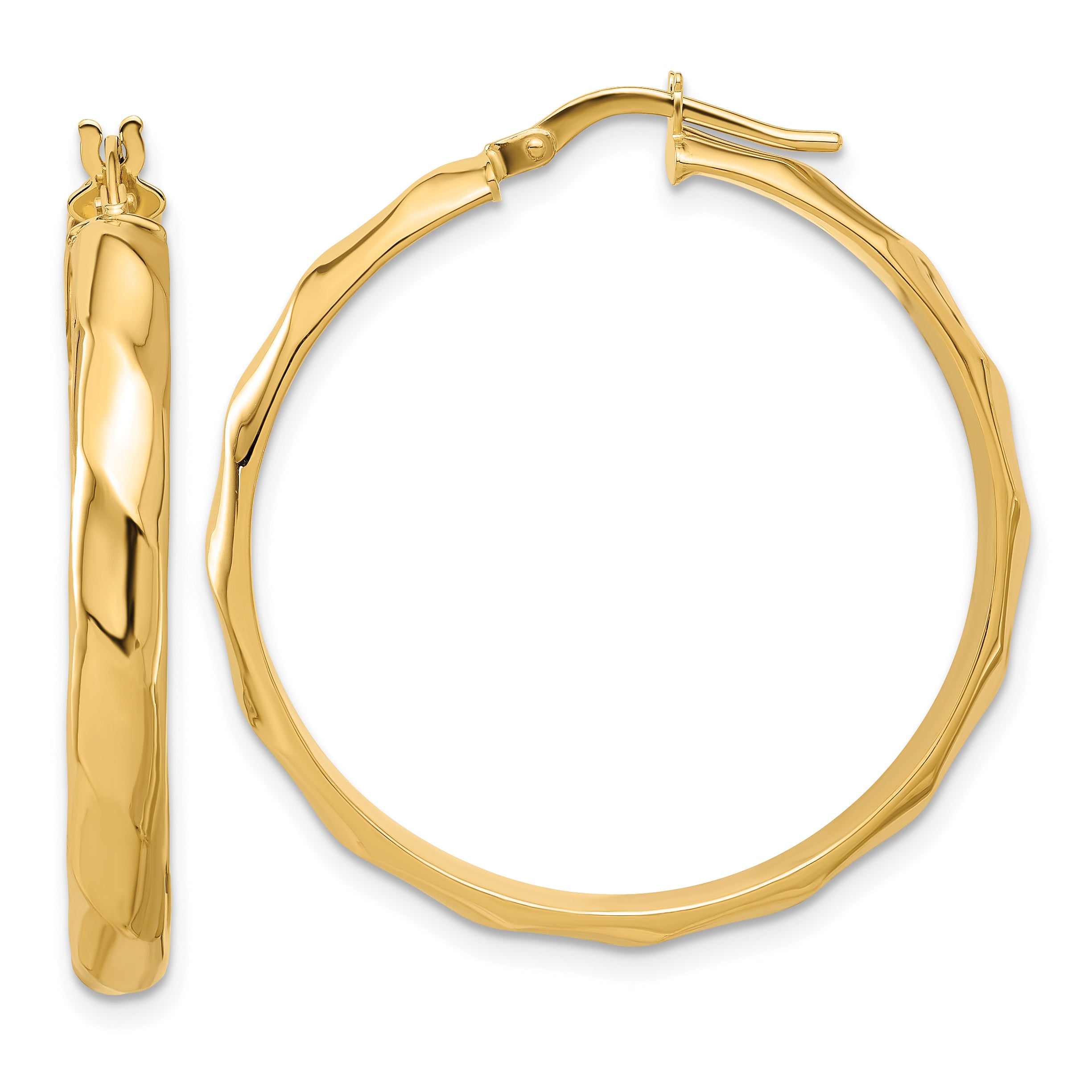 10K Polished Twisted Round Hoop Earrings Main image