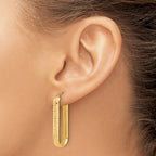 10K Polished and Diamond-cut Oval Hoop Earrings