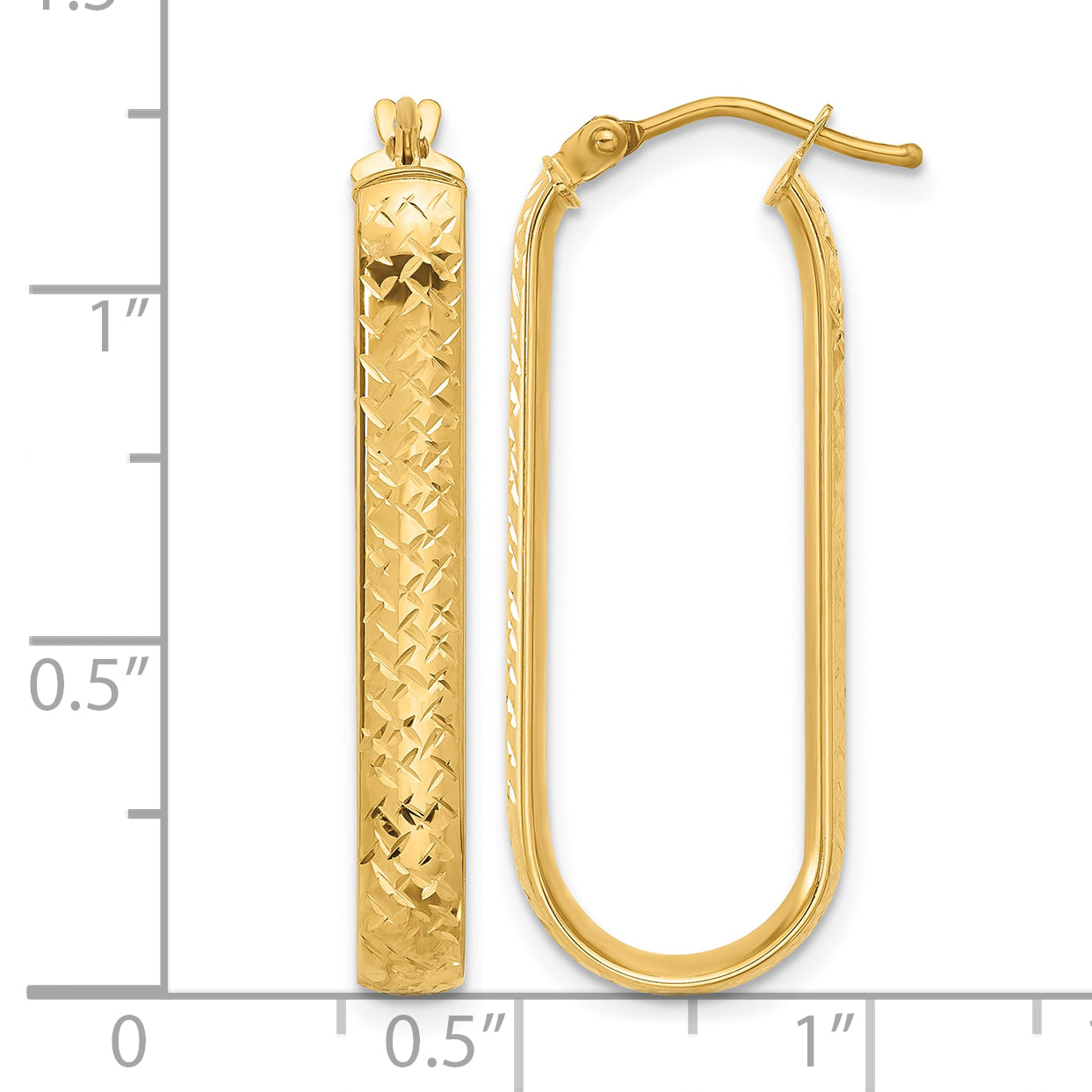 10K Polished and Diamond-cut Oval Hoop Earrings