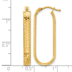 10K Polished and Diamond-cut Oval Hoop Earrings