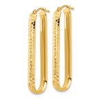 10K Polished and Diamond-cut Oval Hoop Earrings