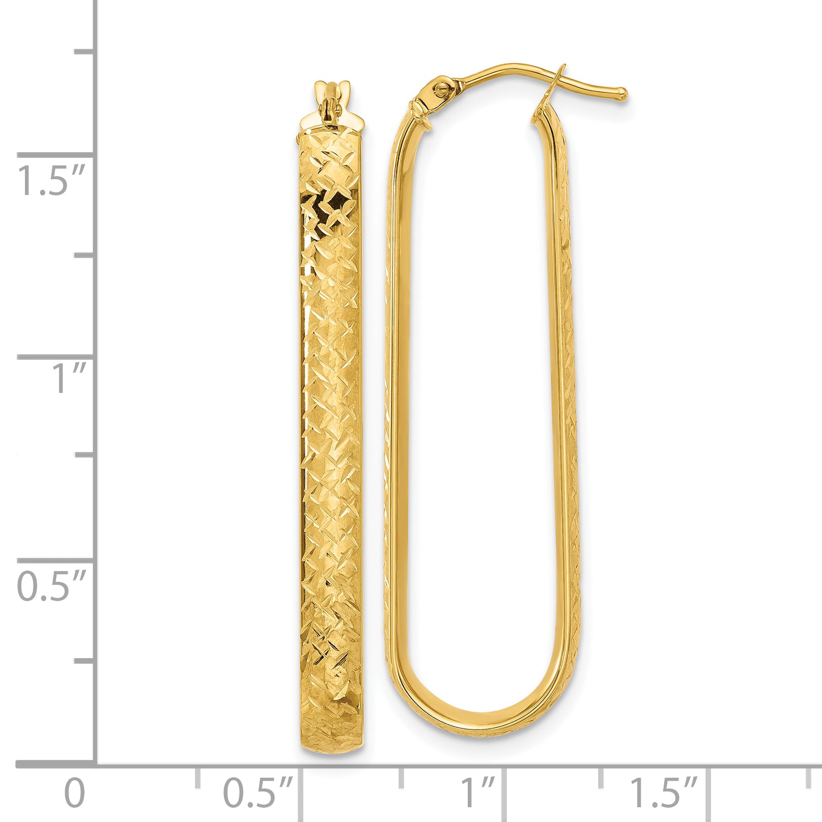 10K Polished and Diamond-cut Oval Hoop Earrings