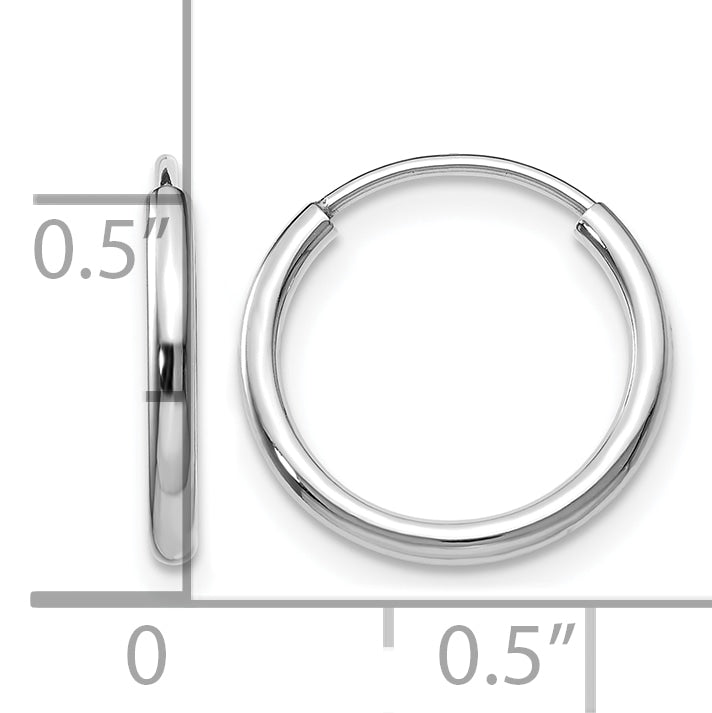 10k White Gold 1.5mm Polished Endless Hoop Earrings