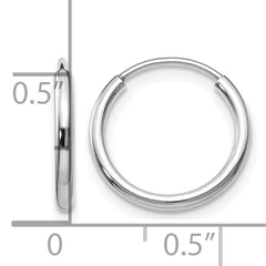 10k White Gold 1.5mm Polished Endless Hoop Earrings