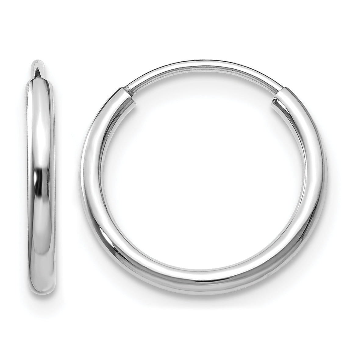 10k White Gold 1.5mm Polished Endless Hoop Earrings