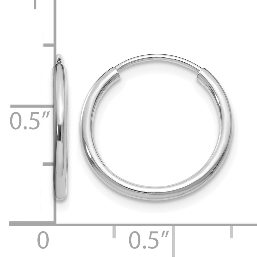 10k White Gold 1.5mm Polished Endless Hoop Earrings