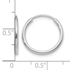 10k White Gold 1.5mm Polished Endless Hoop Earrings