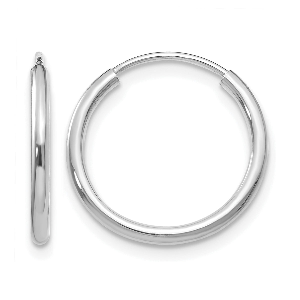 10k White Gold 1.5mm Polished Endless Hoop Earrings