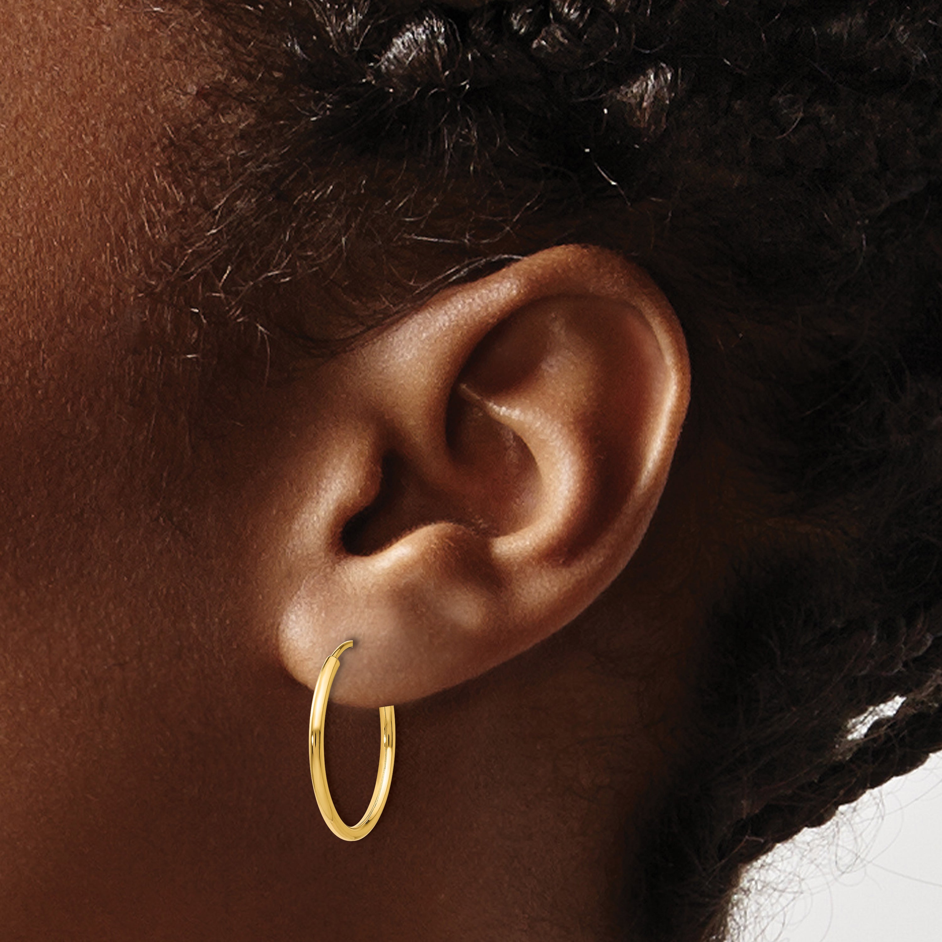 10k 1.2mm Polished Round Endless Hoop Earrings