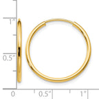 10k 1.5mm Polished Round Endless Hoop Earrings