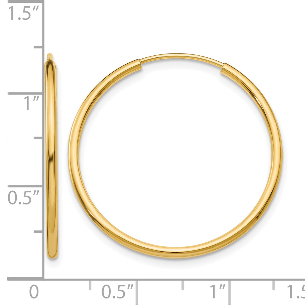 10k 1.5mm Polished Round Endless Hoop Earrings