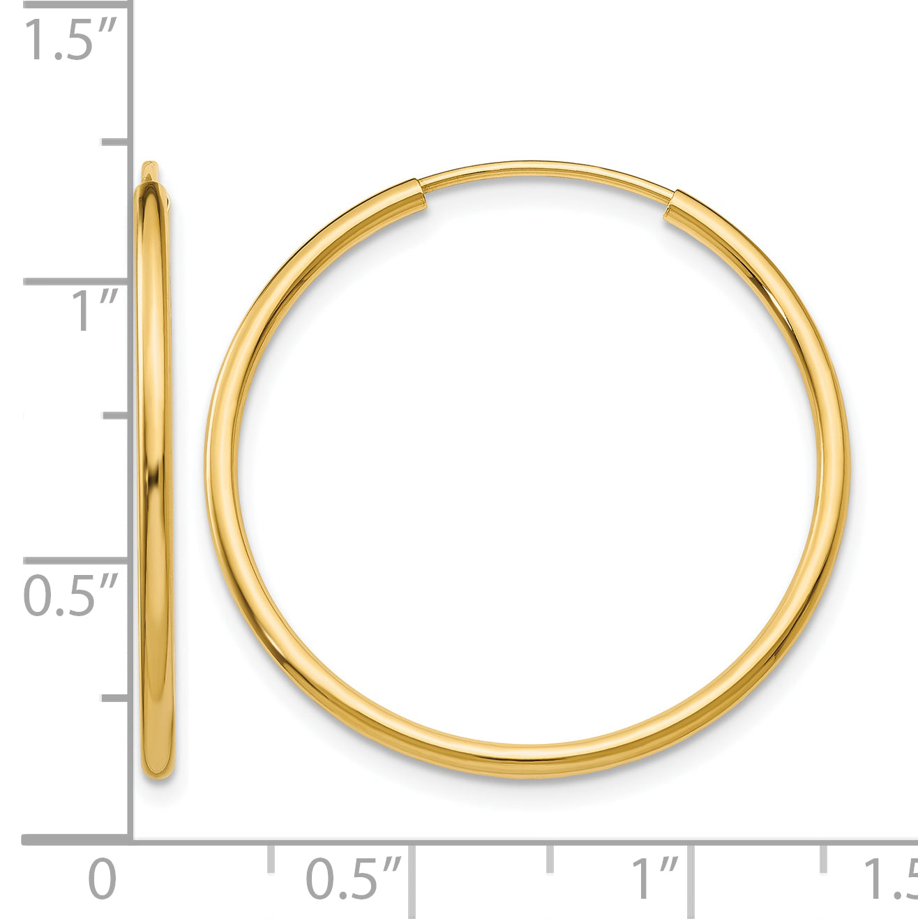 10k 1.5mm Polished Round Endless Hoop Earrings