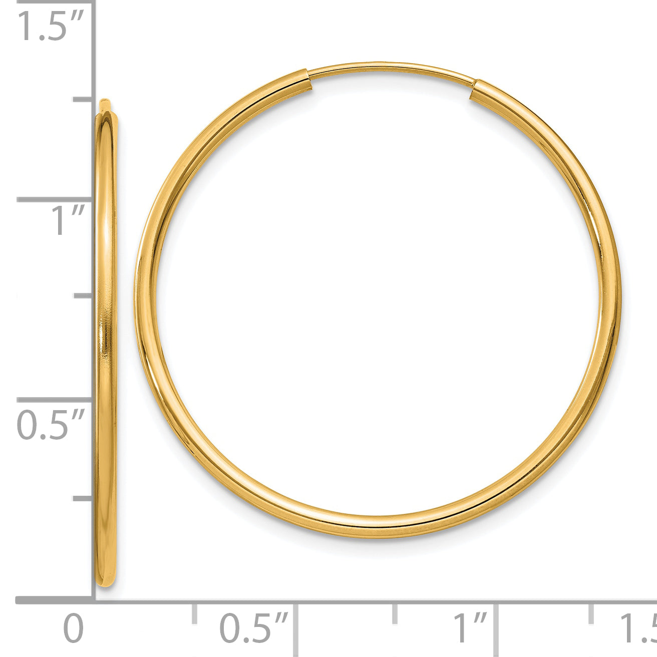 10k 1.5mm Polished Round Endless Hoop Earrings