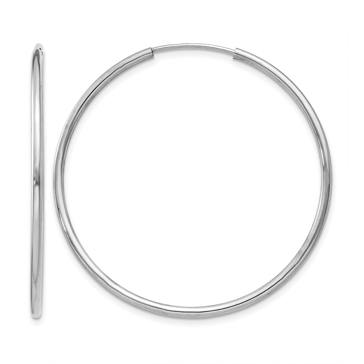10k White Gold 1.5mm Polished Endless Hoop Earrings