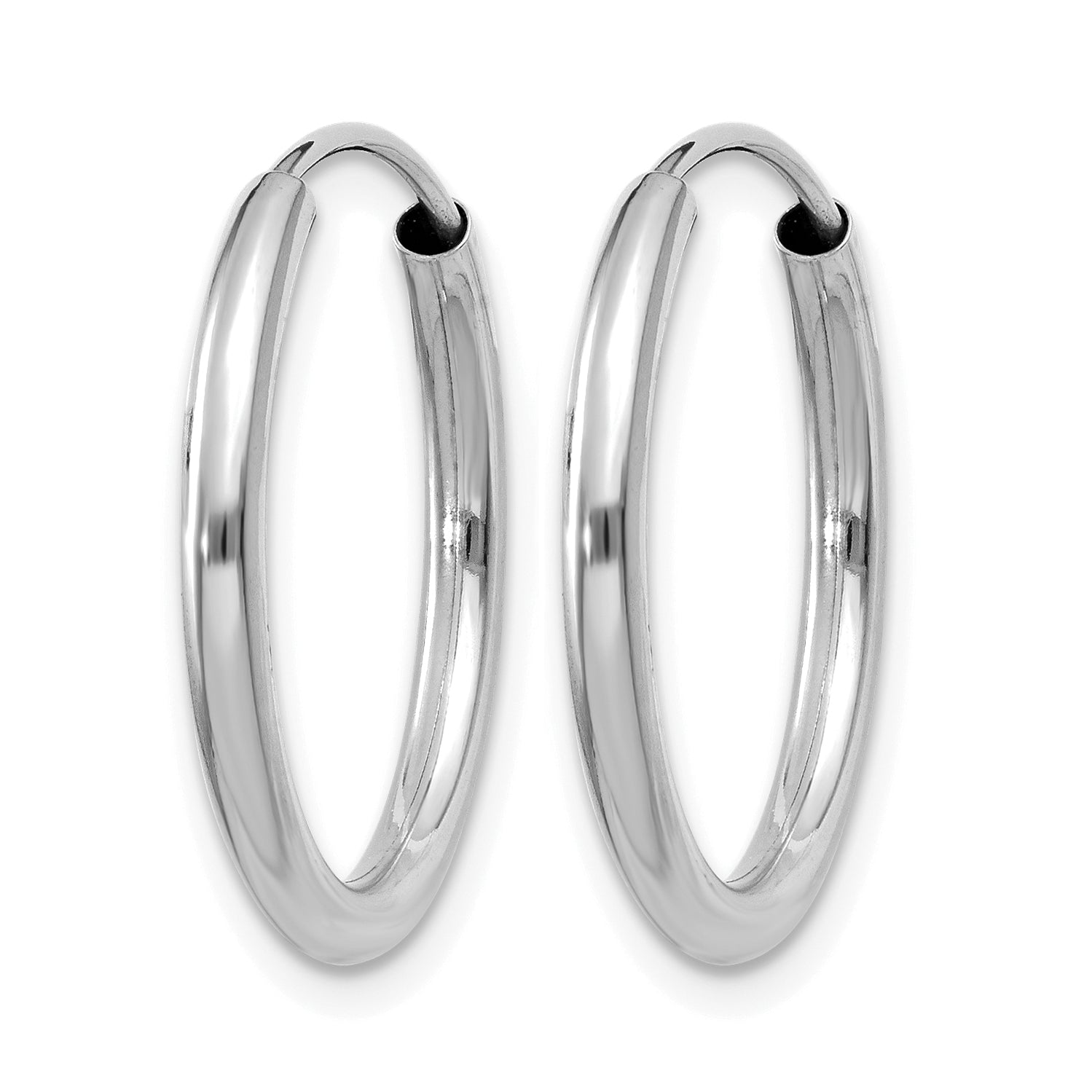 10k White Gold Polished Endless 2mm Hoop Earrings
