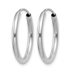 10k White Gold Polished Endless 2mm Hoop Earrings