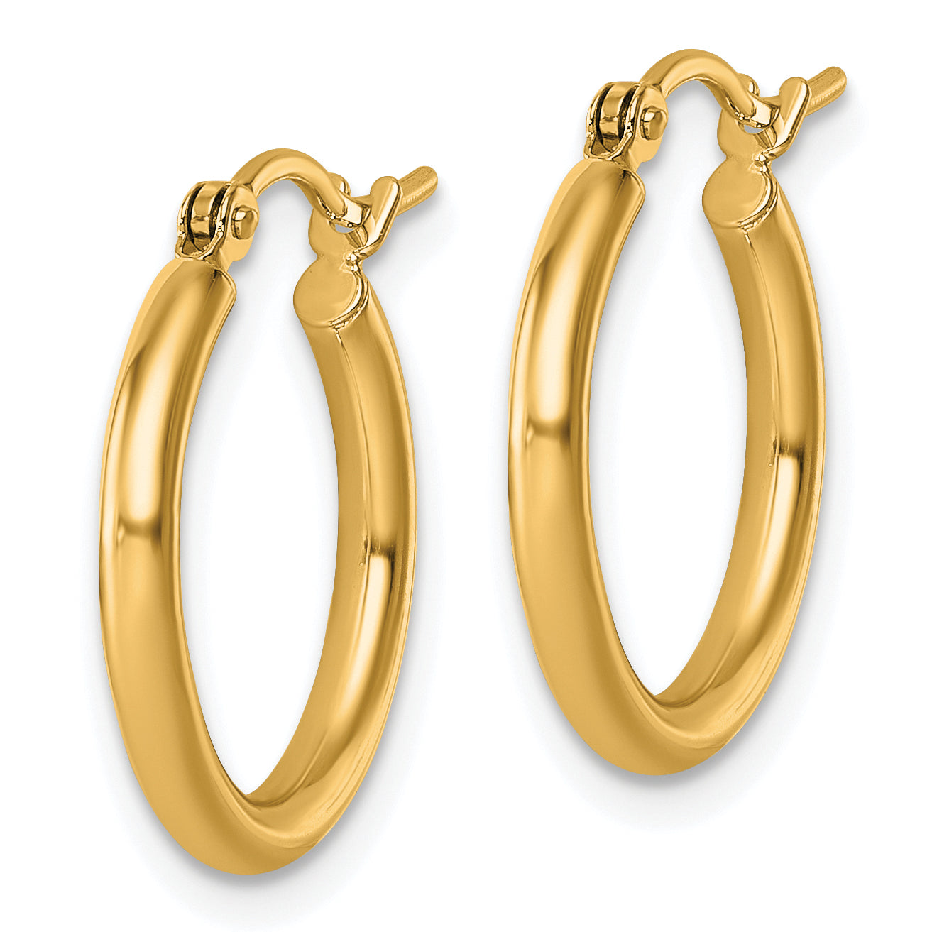 10k Polished 2x17.5mm Lightweight Tube Hoop Earrings Secondary image