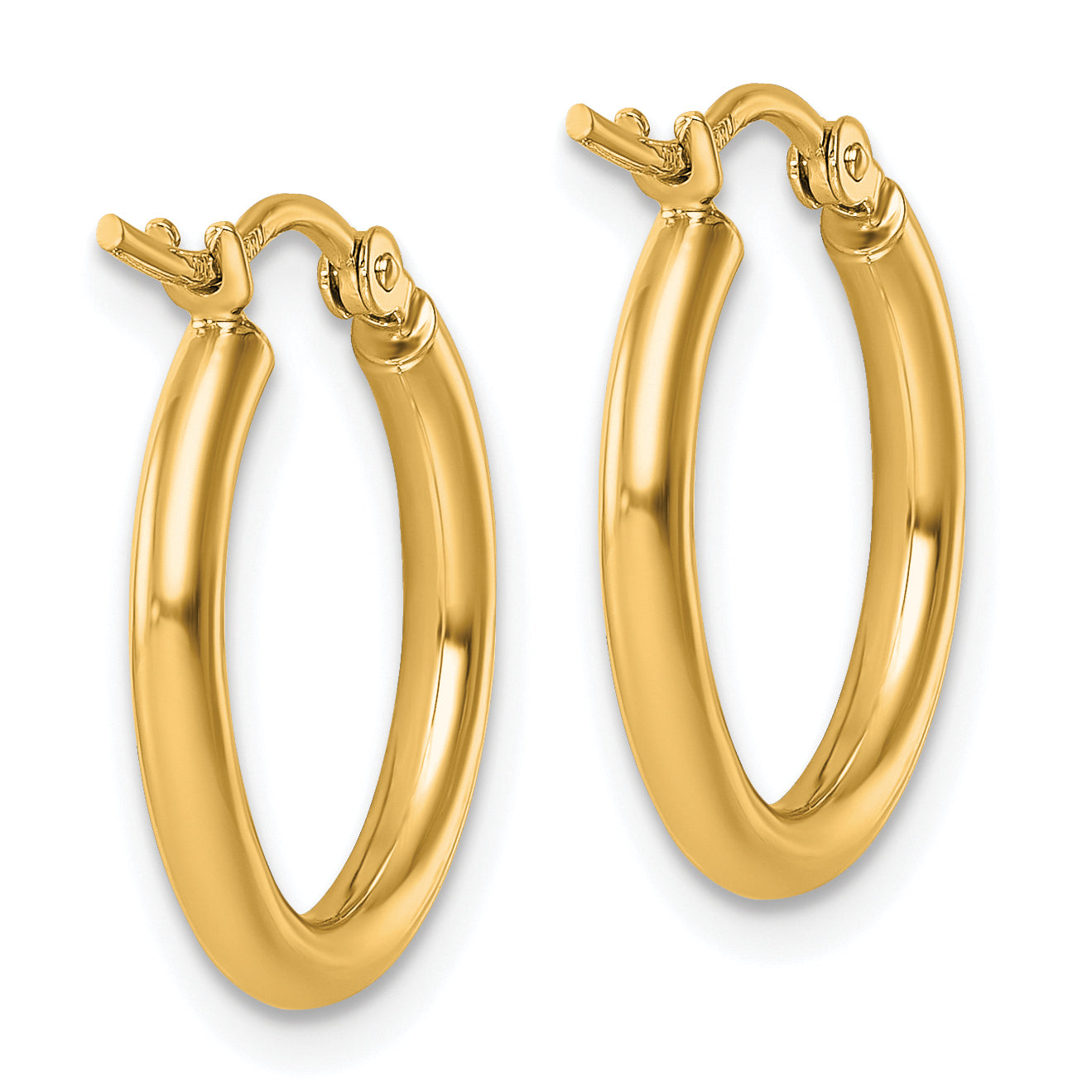 10k Polished 2x17.5mm Lightweight Tube Hoop Earrings