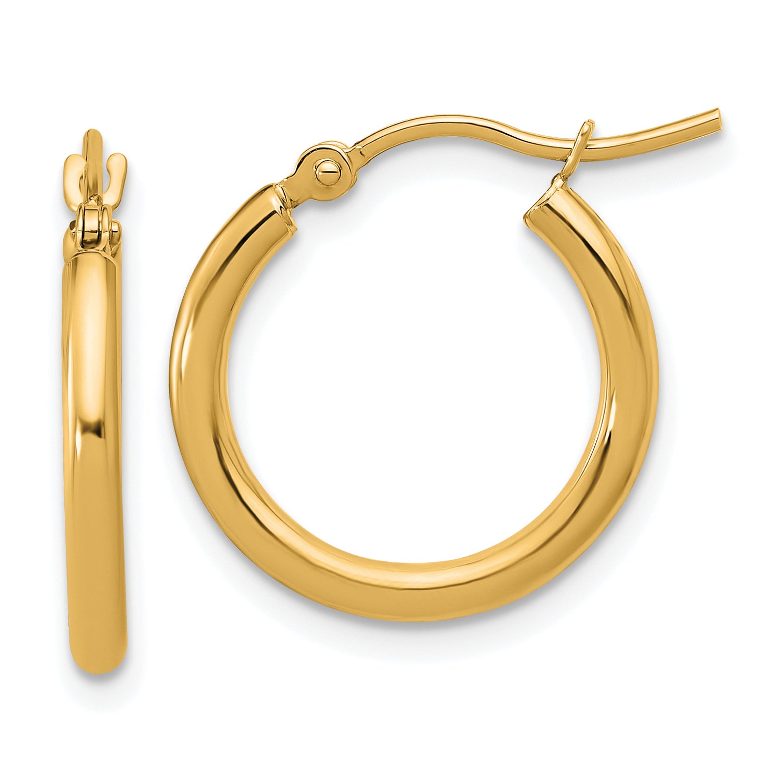 10k Polished 2x17.5mm Lightweight Tube Hoop Earrings Main image