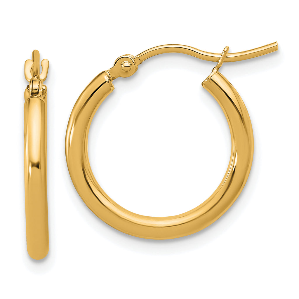 10k Polished 2x17.5mm Lightweight Tube Hoop Earrings