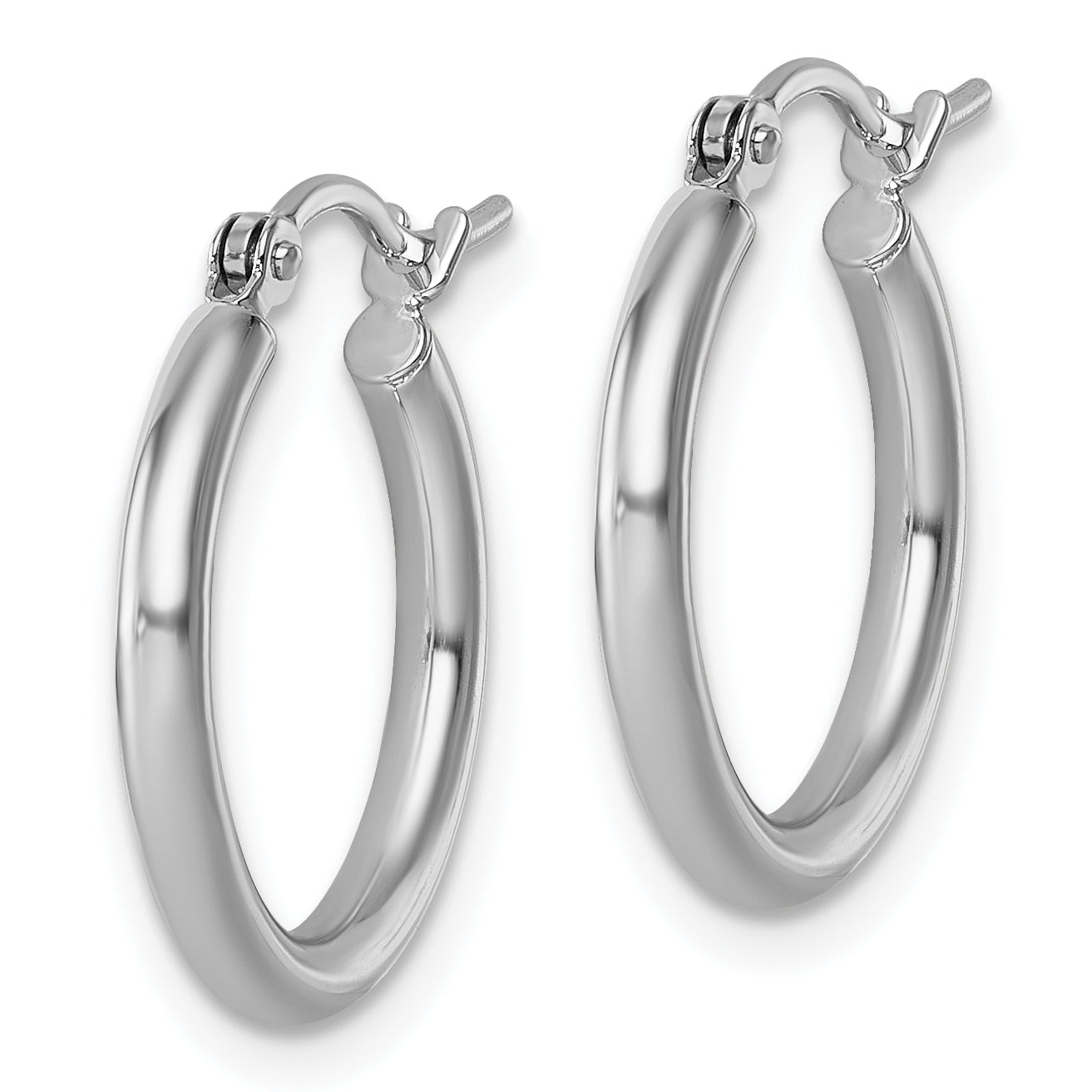 10k White Gold Polished 2x17.5mm Lightweight Tube Hoop Earrings Secondary image