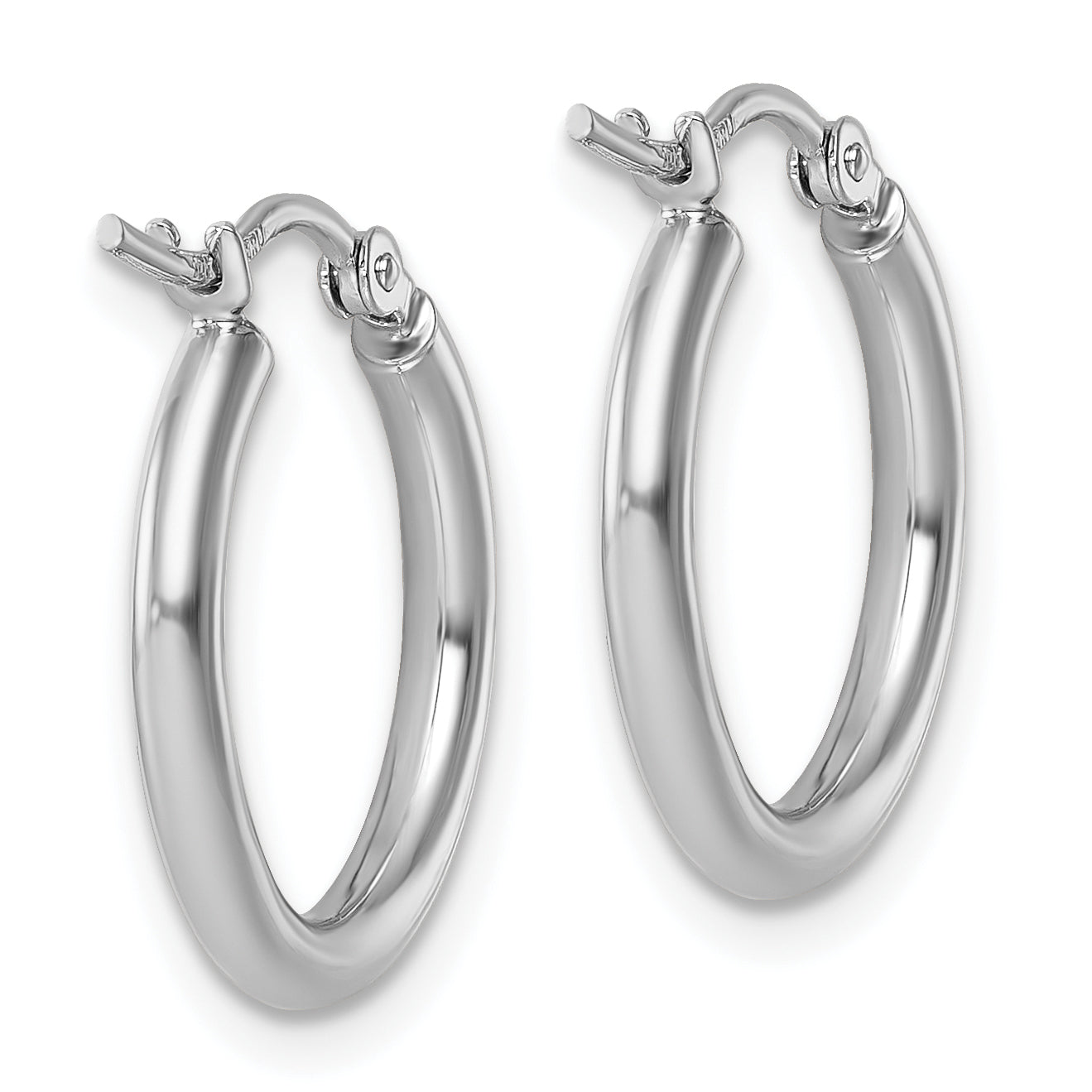 10k White Gold Polished 2x17.5mm Lightweight Tube Hoop Earrings