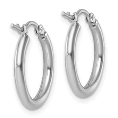 10k White Gold Polished 2x17.5mm Lightweight Tube Hoop Earrings