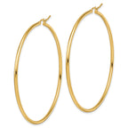 10k Polished 2x60mm Lightweight Tube Hoop Earrings
