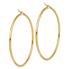 10k Polished 2x60mm Lightweight Tube Hoop Earrings