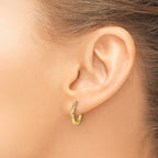 10k Diamond-cut 2mm Round Tube Hoop Earrings