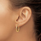 10k Diamond-cut 2mm Round Tube Hoop Earrings