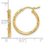 10k Diamond-cut 2mm Round Tube Hoop Earrings