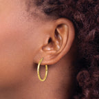 10k Diamond-cut 2mm Round Tube Hoop Earrings