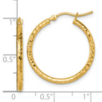 10k Diamond-cut 2mm Round Tube Hoop Earrings
