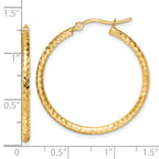 10k Diamond-cut 2mm Round Tube Hoop Earrings