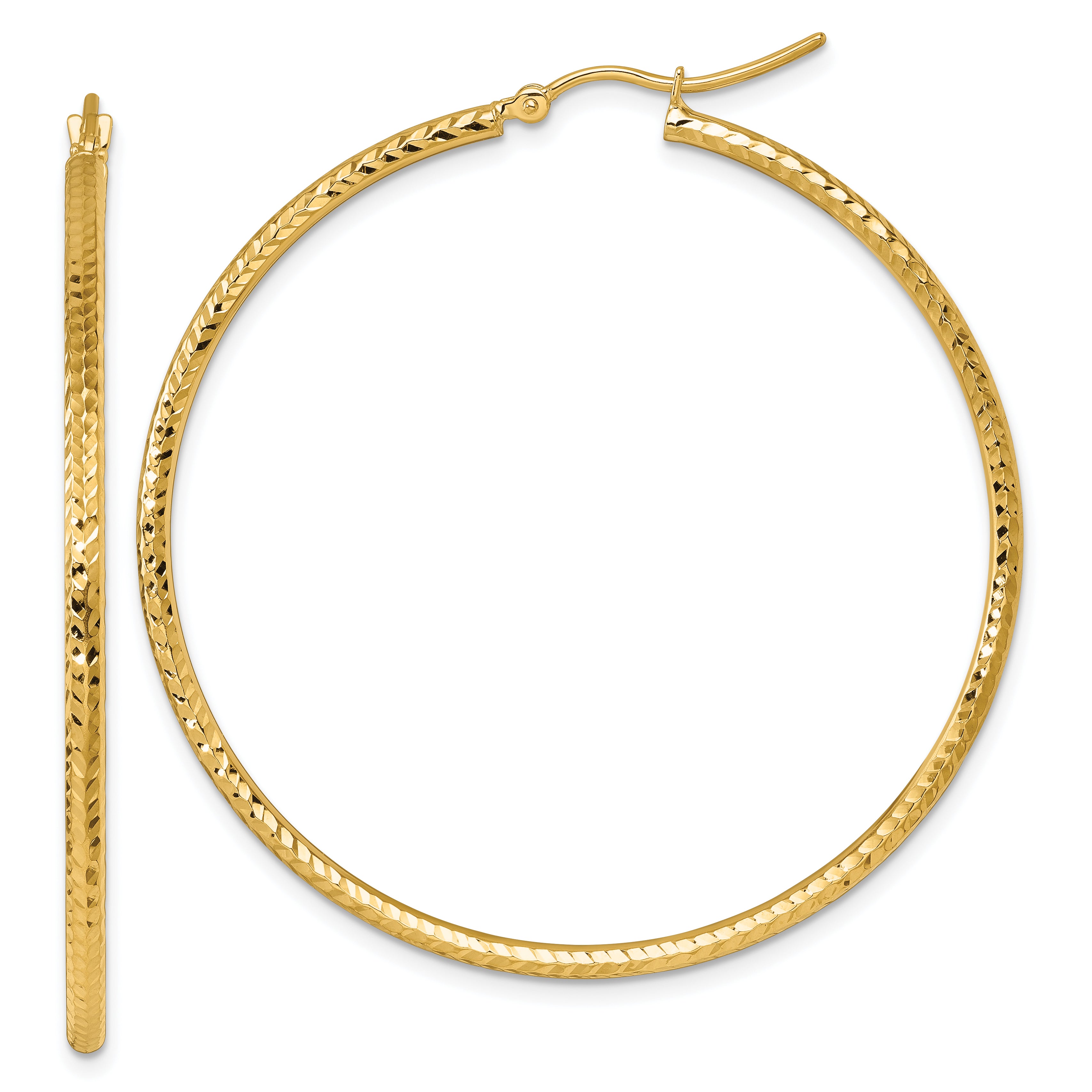 10k Diamond-cut 2mm Round Tube Hoop Earrings Main image