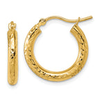 10k Diamond-cut 3mm Round Hoop Earrings