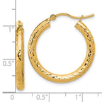 10k Diamond-cut 3mm Round Hoop Earrings