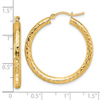 10k Diamond-cut 3mm Round Hoop Earrings
