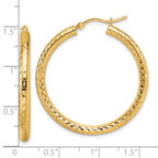 10k Diamond-cut 3mm Round Hoop Earrings