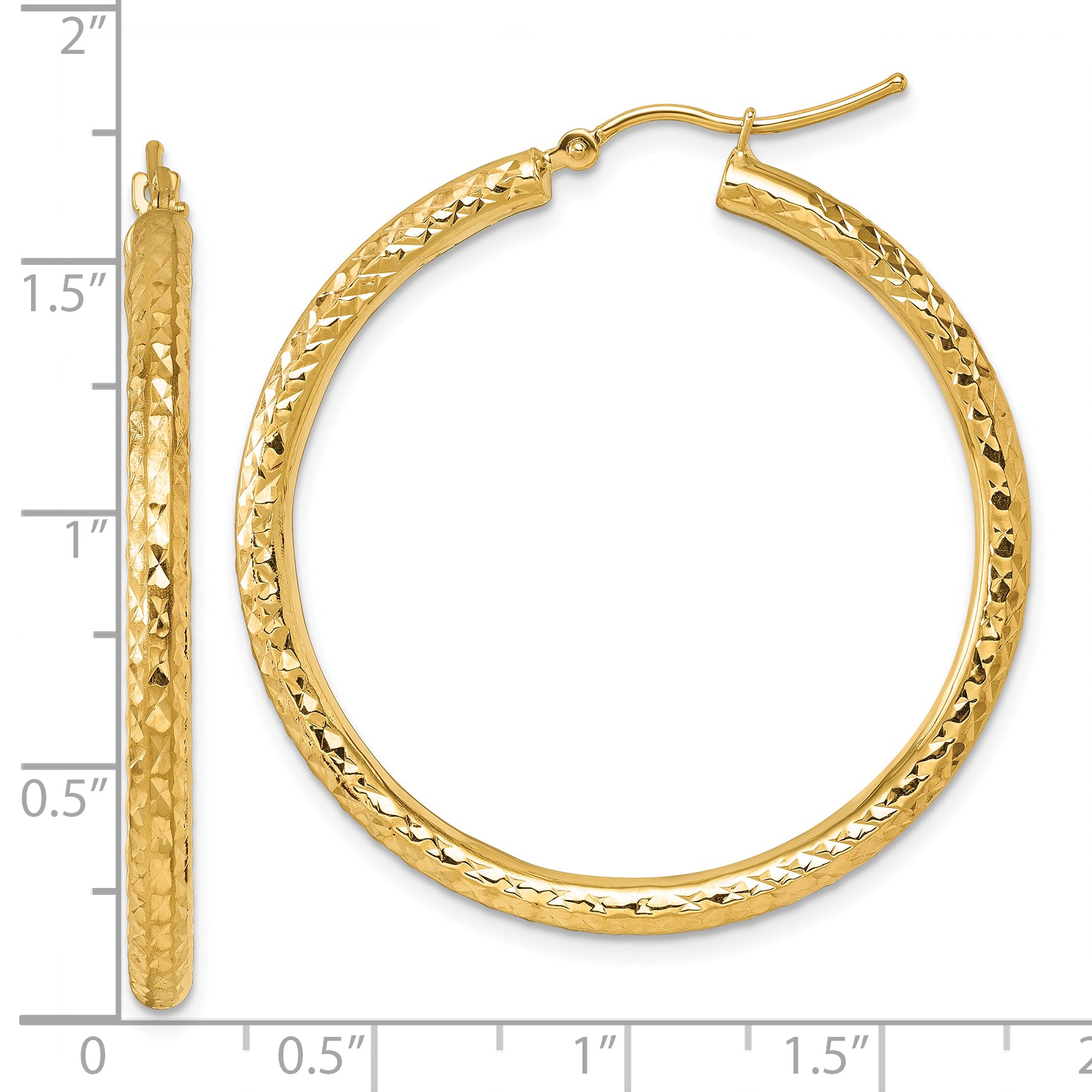 10k Diamond-cut 3mm Round Hoop Earrings