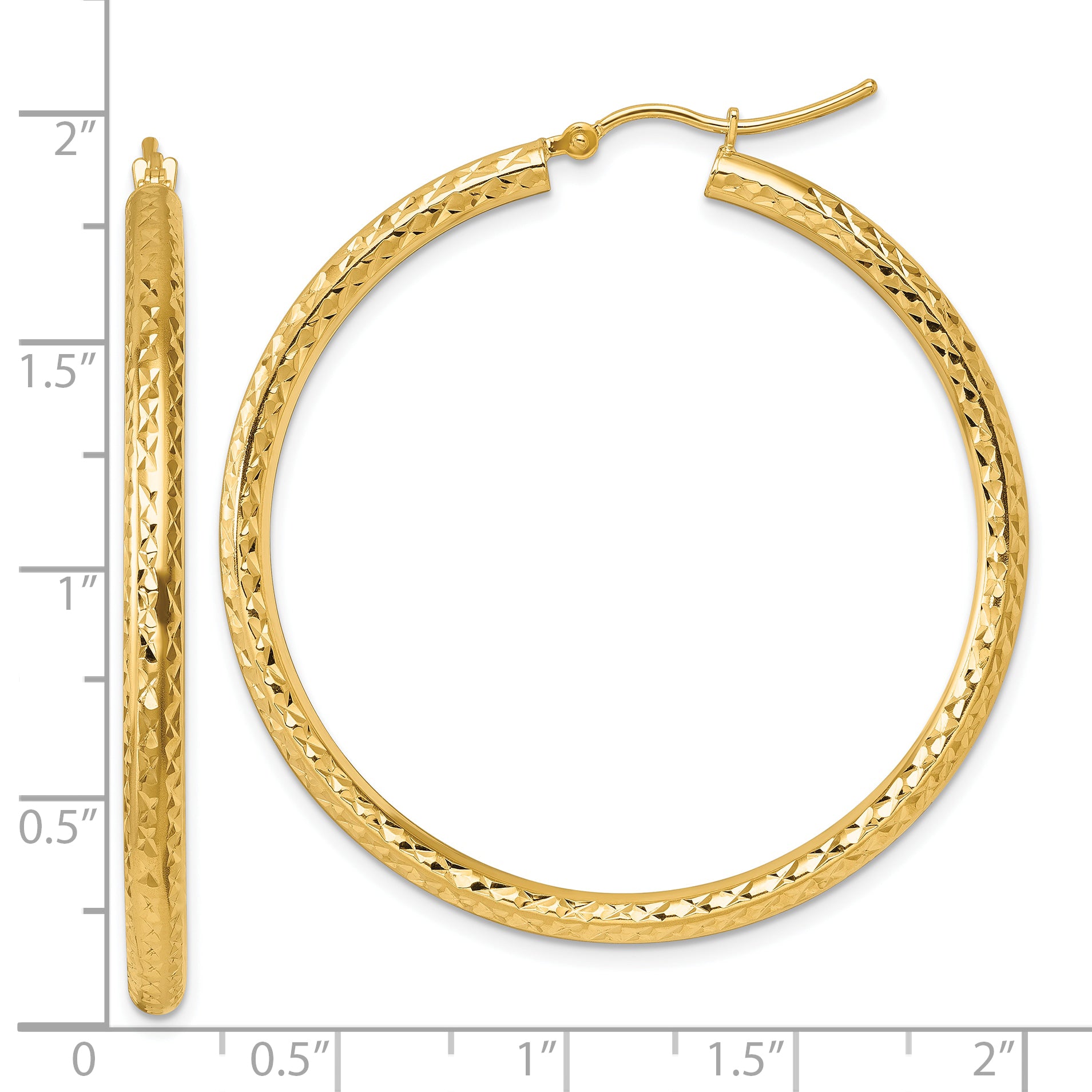 10k Diamond-cut 3mm Round Hoop Earrings