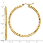 10k Diamond-cut 3mm Round Hoop Earrings