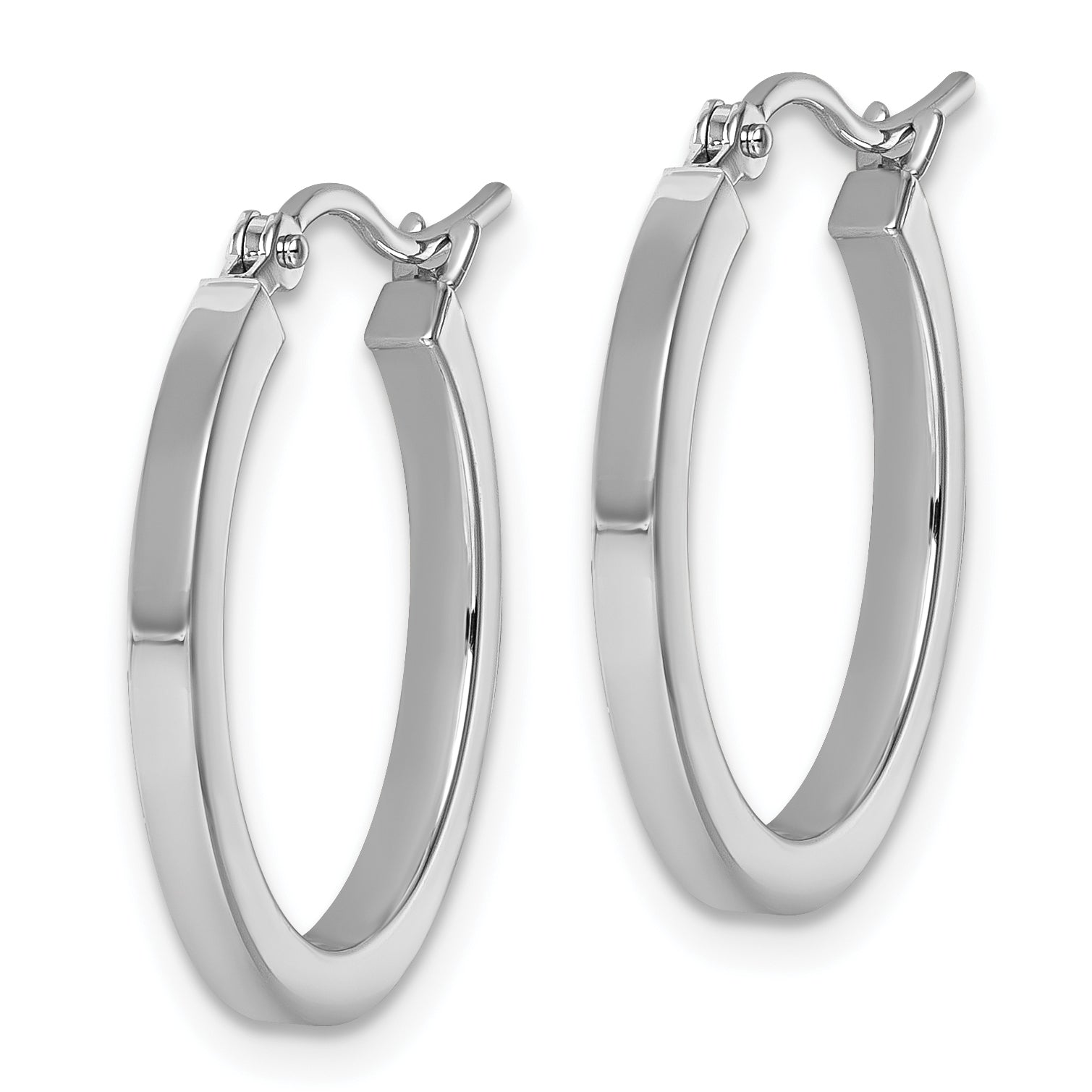 10k White Gold 2mm Square Tube Hoop Earrings