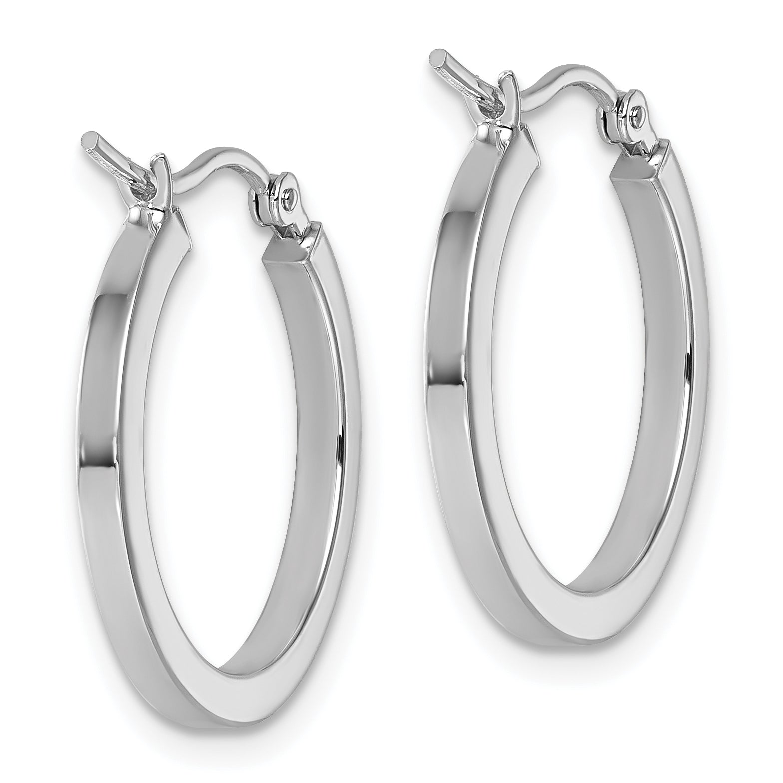 10k White Gold 2mm Square Tube Hoop Earrings